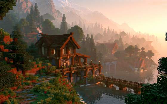 浮光 · 竹坞主题背景：竹林溪畔的小屋
