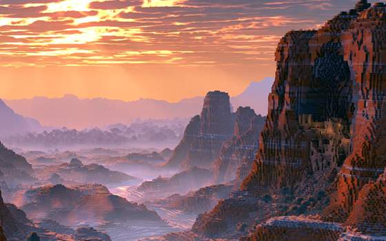 一隅 · 山乡主题背景：黄昏的山地与村舍